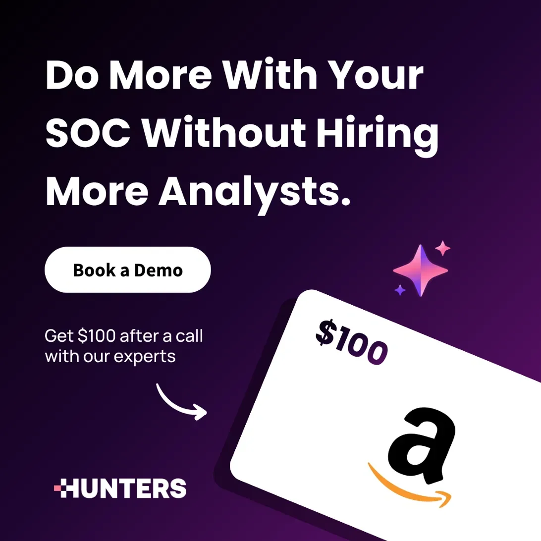 Hunters LinkedIn ad offering a $100 gift card after a call with their security experts