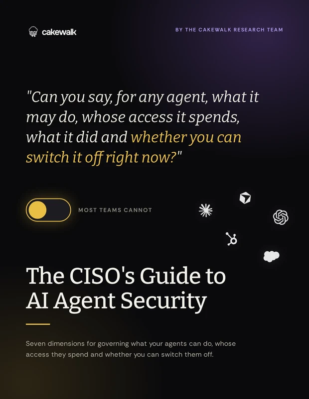 Dark cover leading with the question: can you say, for any agent, what it may do, whose access it spends and whether you can switch it off right now