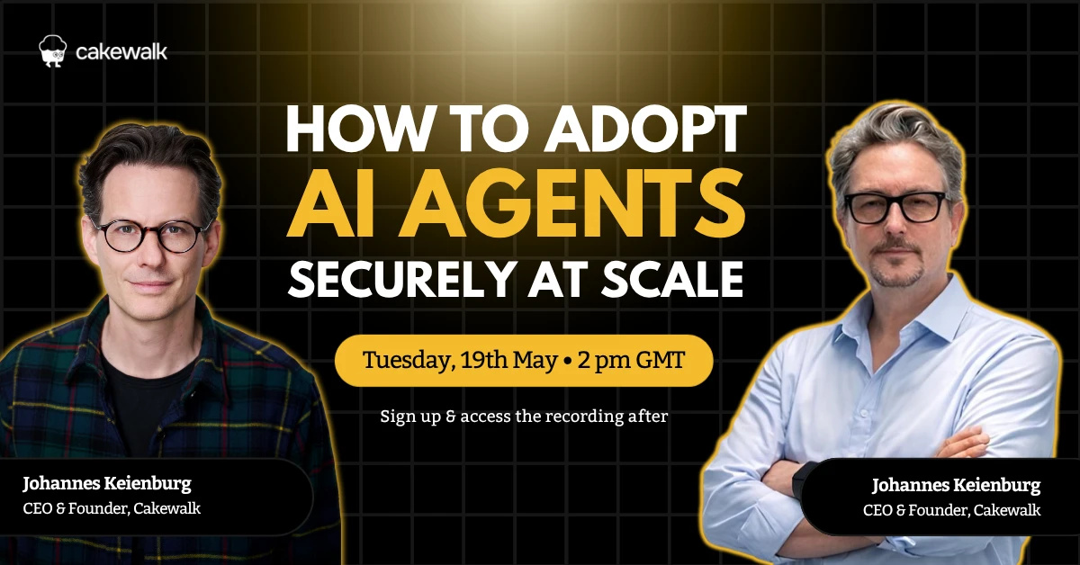Webinar promotion creative for How To Adopt AI Agents Securely At Scale