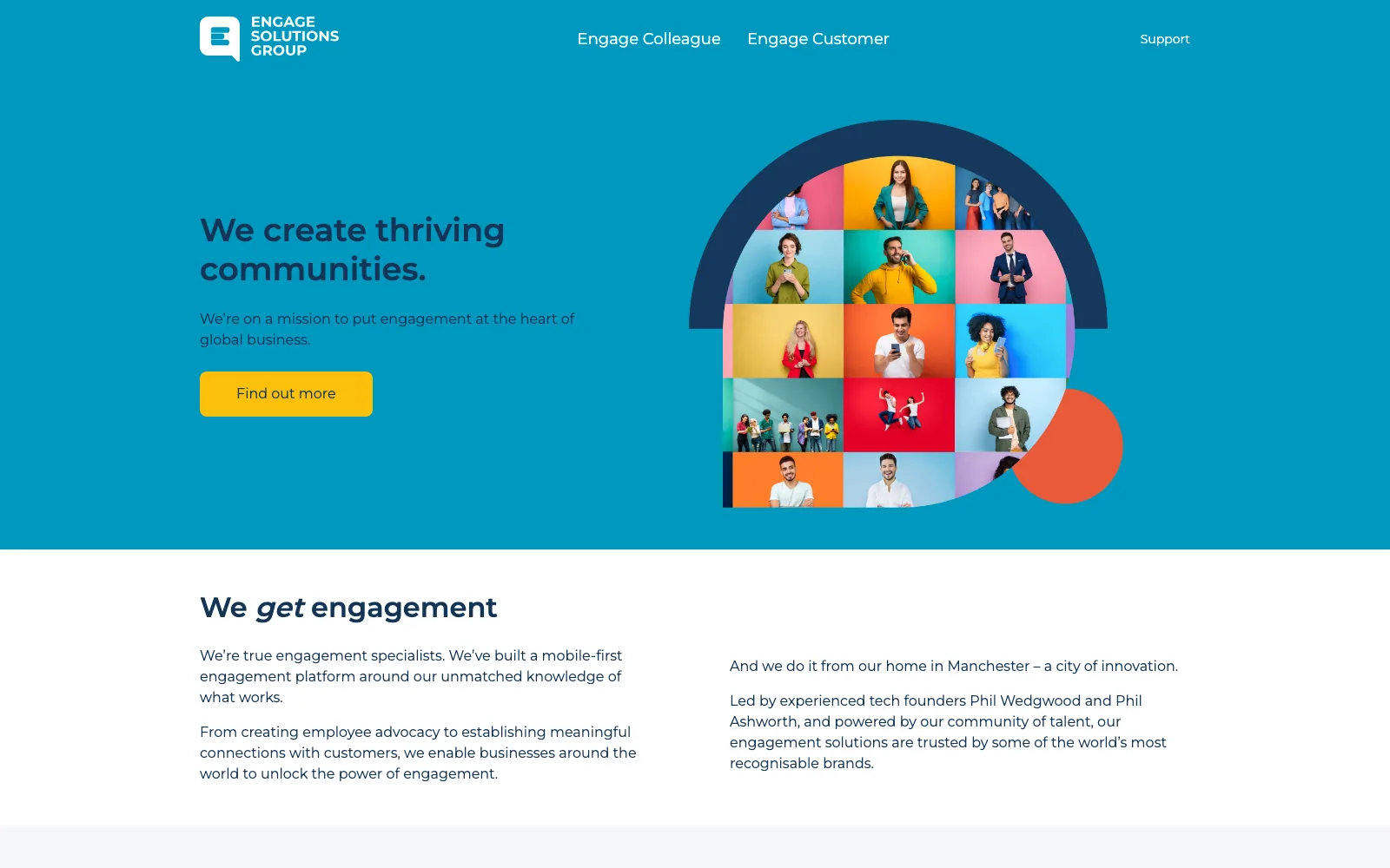 The engagesolutionsgroup.com homepage before the rebuild, on WordPress