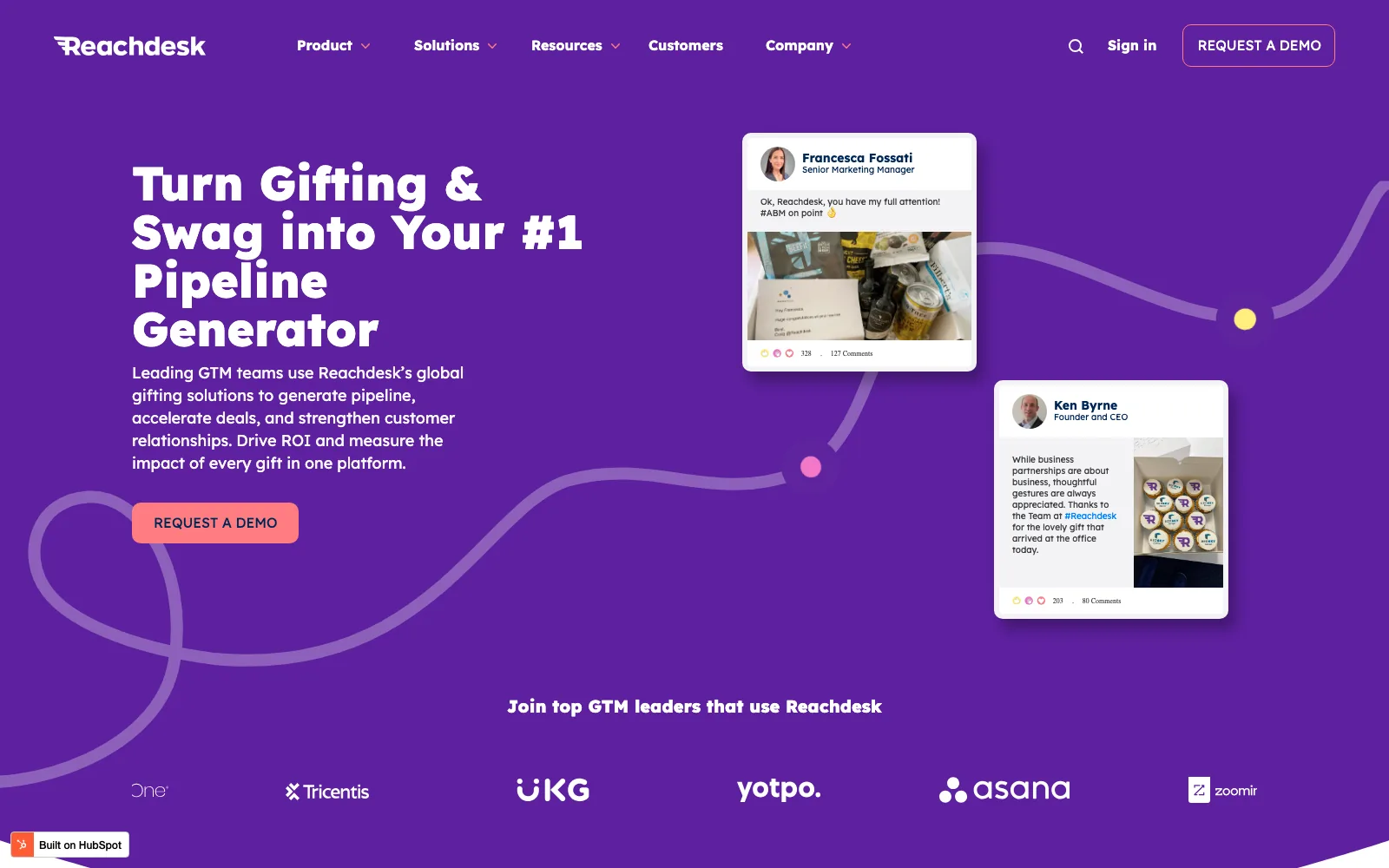 The reachdesk.com homepage before the rebuild, on HubSpot CMS
