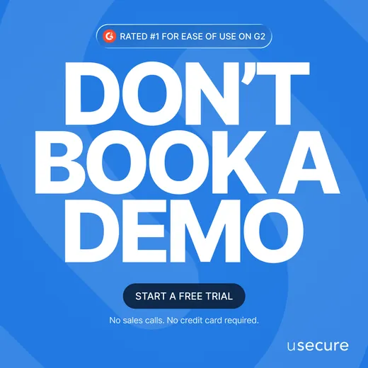usecure ad reading Don't book a demo, with a start a free trial button and the line no sales calls, no credit card required