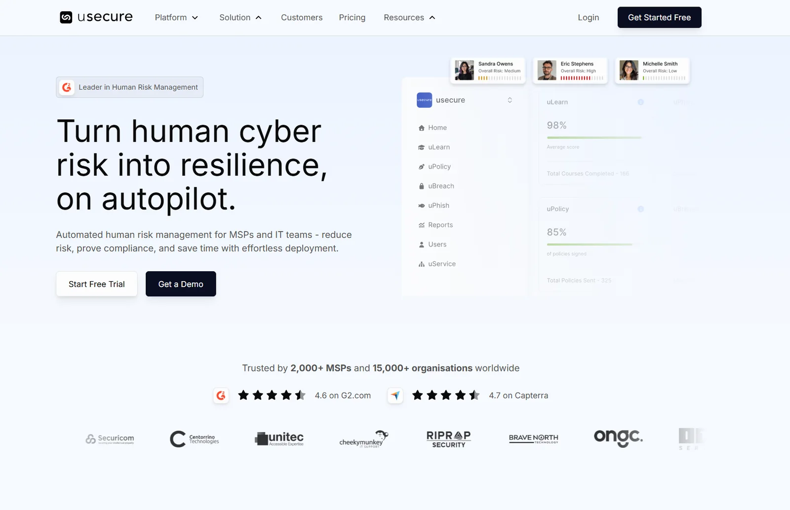 The usecure.io homepage after the Webflow rebuild